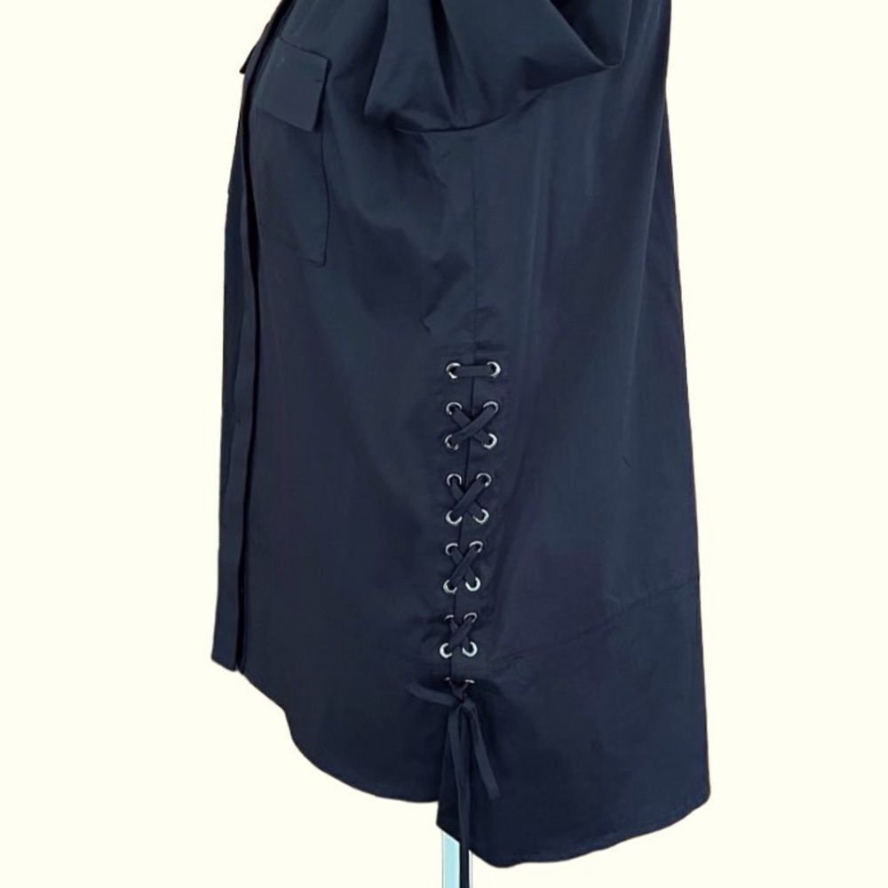 Per Se By Carlisle Black Button Front Blouse With… - image 4